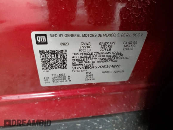 2024 Chevrolet Blazer RS with VIN 3GNKBKRS7RS144872, listed as a Copart auction lot 87925375 with 19,023 mi miles and Salvage title. Bid and sale history available at DreamBid. Image 15.