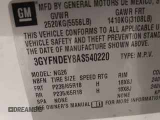 2010 Cadillac SRX Luxury Collection with VIN 3GYFNDEY8AS540220, listed as a IAAI auction lot 42128036 with 185,845 mi miles. Bid and sale history available at carsss.com. Image 9.