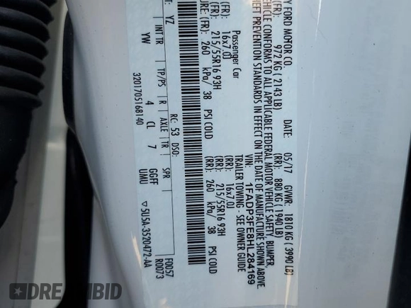2017 Ford Focus SE with VIN 1FADP3FE8HL284169, listed as a Copart auction lot 61732695 with 70,443 mi miles and Salvage title. Bid and sale history available at DreamBid. Image 12.