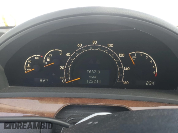 2001 Mercedes-Benz S-Class with VIN WDBNG75J81A143204, listed as a Copart auction lot 74850024 with 122,214 mi miles and Clean Title. Bid and sale history available at carsss.com. Image 9.