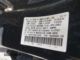 2016 Honda Accord Sport with VIN 1HGCR2F54GA153939, listed as a IAAI auction lot 42109361 with 187,154 mi miles and . Bid and sale history available at DreamBid. Image 9.