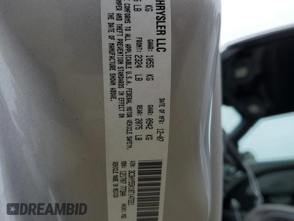 2008 Chrysler PT Cruiser with VIN 3C3HY55X18T147221, listed as a Copart auction lot 72336154 with 82,950 mi miles and Salvage Title. Bid and sale history available at DreamBid. Image 12.