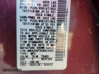 2005 Nissan Murano SE with VIN JN8AZ08T55W323882, listed as a Copart auction lot 46298905 with 0 mi miles and Salvage Title. Bid and sale history available at carsss.com. Image 14.
