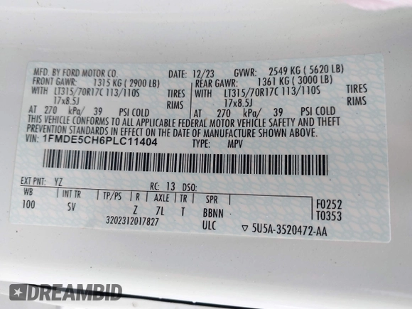 2023 Ford Bronco с VIN 1FMDE5CH6PLC11404, выставлен на аукционе IAAI как лот 42274412 с пробегом 5 243 миль миль и . История ставок и продаж доступна на DreamBid. Изображение 9.