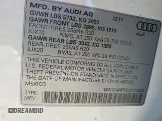 2018 Audi SQ5 Prestige with VIN WA1C4AFY2J2112626, listed as a Copart auction lot 74696864 with 30,410 mi miles and Salvage Title. Bid and sale history available at DreamBid. Image 14.
