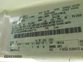 2008 Ford Econoline Cargo Commercial with VIN 1FTNE24W08DA83712, listed as a IAAI auction lot 41831945 with 395,004 mi miles and . Bid and sale history available at carsss.com. Image 9.