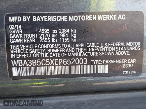 2014 BMW 3 Series 328i xDrive с VIN WBA3B5C5XEP652003, выставлен на аукционе IAAI как лот 42599798 с пробегом 117 649 миль миль и . История ставок и продаж доступна на DreamBid. Изображение 9.