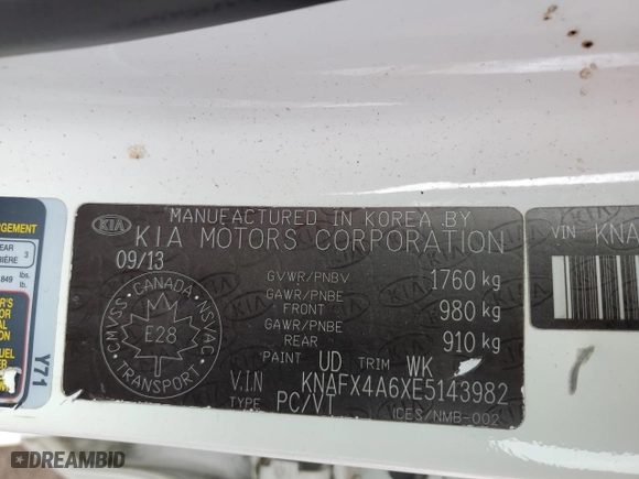 2014 Kia Forte LX with VIN KNAFX4A6XE5143982, listed as a Copart auction lot 52069774 with 247,244 mi miles and Salvage Title. Bid and sale history available at carsss.com. Image 12.