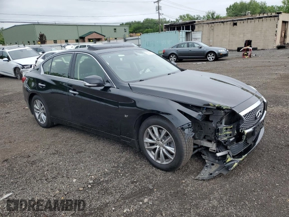 2014 Infiniti Q50 Premium with VIN JN1BV7AR0EM692022, listed as a Copart auction lot 60321765 with 72,366 mi miles and Salvage title. Bid and sale history available at DreamBid. Image 4.