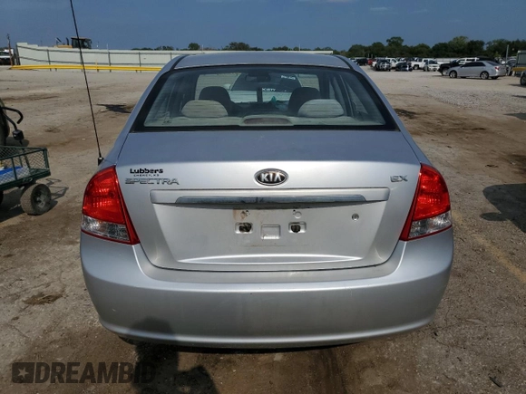 2008 Kia Spectra EX with VIN KNAFE121585511576, listed as a Copart auction lot 68634114 with 123,375 mi miles and Salvage Title. Bid and sale history available at carsss.com. Image 6.