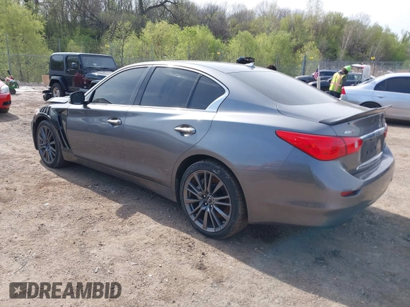 2016 Infiniti Q50 3.0t Red Sport 400 with VIN JN1FV7AR8GM451720, listed as a IAAI auction lot 42163857 with 122,158 mi miles. Bid and sale history available at carsss.com. Image 3.