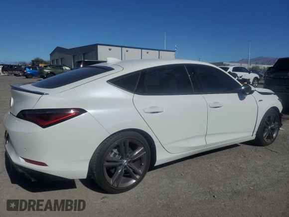 2023 Acura Integra Technology with VIN 19UDE4H62PA013504, listed as a Copart auction lot 57128995 with 7,913 mi miles and Salvage title. Bid and sale history available at DreamBid. Image 3.