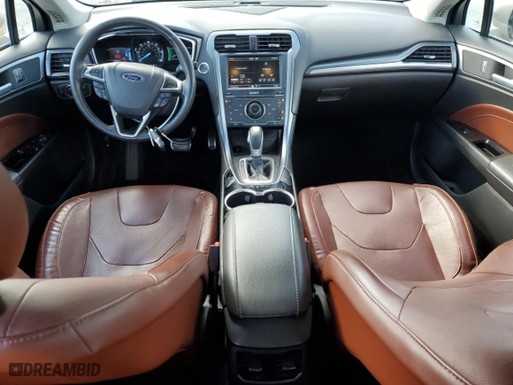 2015 Ford Fusion Titanium Hybrid with VIN 3FA6P0RU7FR105628, listed as a Copart auction lot 46954605 with 112,558 mi miles and Salvage Title. Bid and sale history available at carsss.com. Image 8.