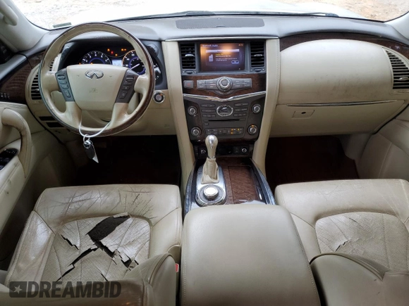 2012 Infiniti QX56 7-passenger with VIN JN8AZ2NE5C9017245, listed as a Copart auction lot 79654654 with 153,294 mi miles and Salvage Title. Bid and sale history available at carsss.com. Image 8.