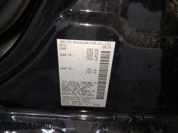 2025 Nissan Altima SR with VIN 1N4BL4CV0SN310045, listed as a Copart auction lot 55051075 with 12,925 mi miles and Clean Title. Bid and sale history available at DreamBid. Image 12.