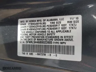 2011 Honda Odyssey EX with VIN 5FNRL5H46BB023905, listed as a IAAI auction lot 41425049 with 163,012 mi miles. Bid and sale history available at carsss.com. Image 9.