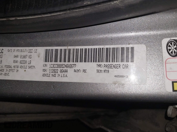 2013 Chrysler 200 Touring with VIN 1C3CCBBB5DN602677, listed as a IAAI auction lot 41644651 with 183,556 mi miles. Bid and sale history available at carsss.com. Image 9.