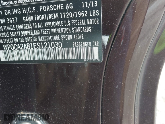 2014 Porsche Boxster with VIN WP0CA2A81ES121030, listed as a IAAI auction lot 42690064 with 47,257 mi miles and . Bid and sale history available at DreamBid. Image 9.