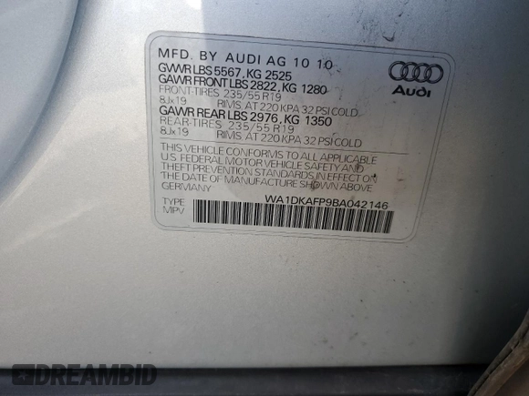 2011 Audi Q5 3.2L Premium Plus with VIN WA1DKAFP9BA042146, listed as a Copart auction lot 48922955 with 194,225 mi miles and Salvage Title. Bid and sale history available at carsss.com. Image 13.