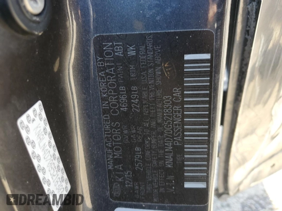 2016 Kia Cadenza Premium with VIN KNALN4D70G5218303, listed as a Copart auction lot 75351044 with 0 mi miles and Salvage Title. Bid and sale history available at carsss.com. Image 14.
