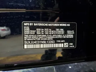 2022 BMW X5 M50i with VIN 5UXJU4C01N9L13393, listed as a Copart auction lot 86574334 with 36,618 mi miles and Salvage Title. Bid and sale history available at carsss.com. Image 13.