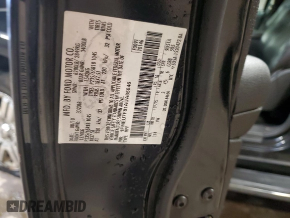 2010 Ford Explorer Limited with VIN 1FMEU7F81AUA85646, listed as a Copart auction lot 85372824 with 116,386 mi miles and Salvage Title. Bid and sale history available at carsss.com. Image 14.