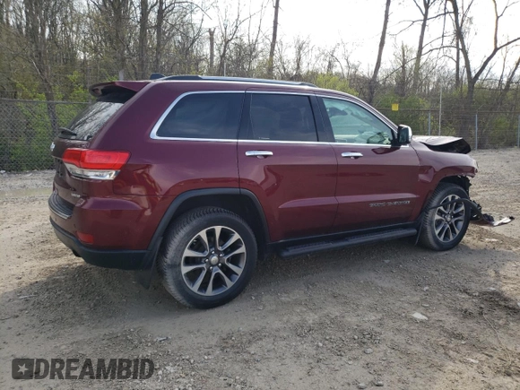 2018 Jeep Grand Cherokee Limited with VIN 1C4RJFBG8JC231407, listed as a Copart auction lot 53949375 with 27,335 mi miles and Salvage Title. Bid and sale history available at carsss.com. Image 3.