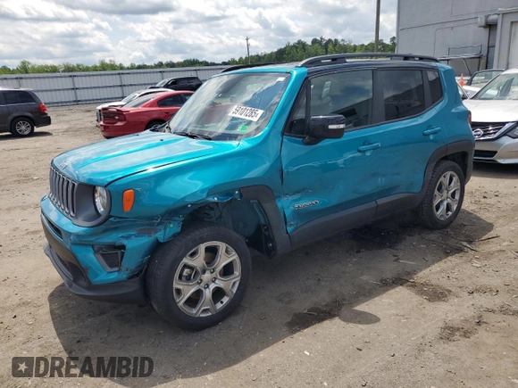 2022 Jeep Renegade Limited with VIN ZACNJDD17NPN59962, listed as a Copart auction lot 59101285 with 37,016 mi miles and Salvage title. Bid and sale history available at DreamBid. Image 1.