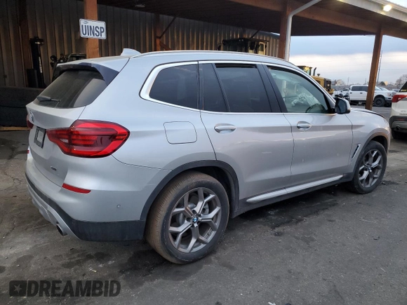 2020 BMW X3 xDrive30i with VIN 5UXTY5C0XL9C73799, listed as a Copart auction lot 48844655 with 37,526 mi miles and Salvage Title. Bid and sale history available at DreamBid. Image 3.