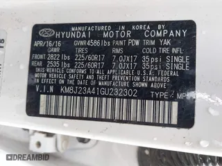 2016 Hyundai Tucson SE with VIN KM8J23A41GU232302, listed as a IAAI auction lot 42056851 with 119,159 mi miles. Bid and sale history available at carsss.com. Image 9.