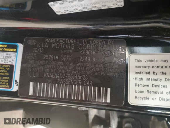 2014 Kia Cadenza Premium z VIN KNALN4D77E5145623, wystawiony jako Copart lot #54579305 z przebiegiem 53 360 mil mil oraz Szkoda całkowita • Salvage title. Historia ofert i sprzedaży dostępna na DreamBid. Obrazek 12.