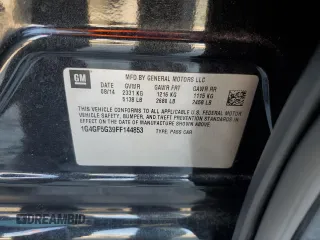 2015 Buick LaCrosse Premium II with VIN 1G4GF5G39FF144853, listed as a Copart auction lot 46542055 with 80,938 mi miles and Salvage Title. Bid and sale history available at DreamBid. Image 14.