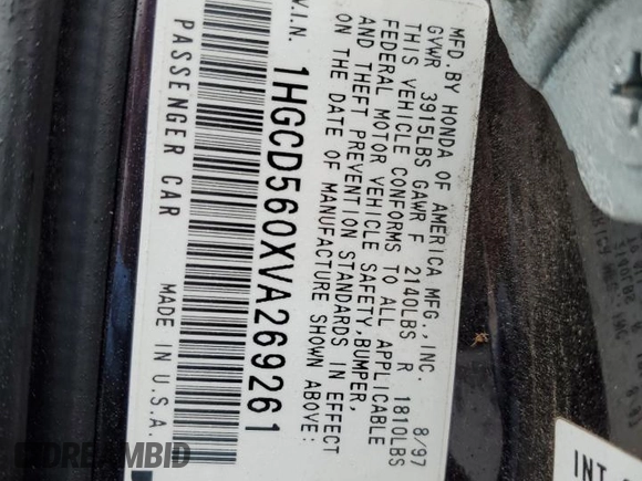 1997 Honda Accord Special Edition with VIN 1HGCD560XVA269261, listed as a Copart auction lot 43828085 with 318,639 mi miles and Salvage Title. Bid and sale history available at carsss.com. Image 14.