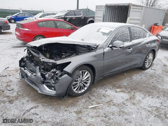 2021 Infiniti Q50 3.0t LUXE with VIN JN1EV7BR6MM751536, listed as a IAAI auction lot 41614078 with 51,606 mi miles. Bid and sale history available at carsss.com. Image 2.