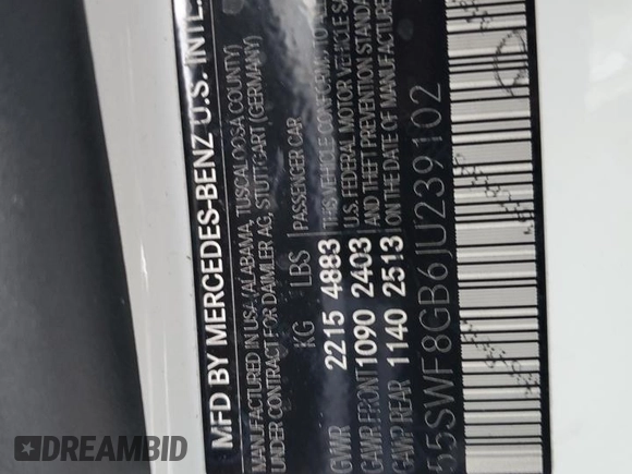 2018 Mercedes-Benz C 63 AMG with VIN 55SWF8GB6JU239102, listed as a Copart auction lot 41472985 with 50,041 mi miles and Non repairable. Bid and sale history available at DreamBid. Image 12.