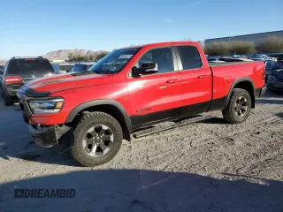 2019 Ram 1500 Rebel z VIN 1C6SRFET2KN629275, wystawiony jako Copart lot #45167015 z przebiegiem 74 691 mil mil oraz Szkoda całkowita • Salvage title. Historia ofert i sprzedaży dostępna na DreamBid. Obrazek 1.