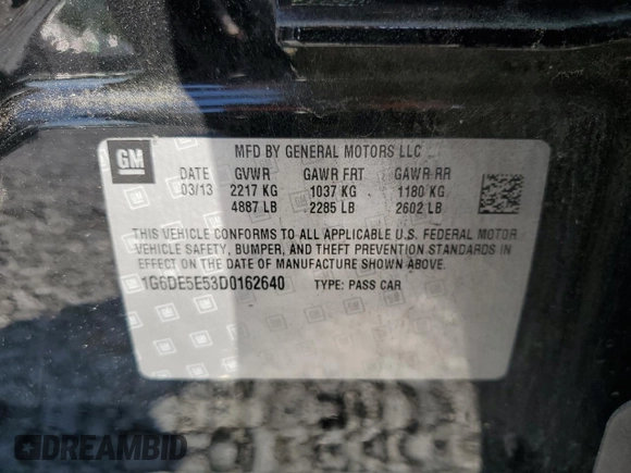 2013 Cadillac CTS Luxury z VIN 1G6DE5E53D0162640, wystawiony jako Copart lot #53890025 z przebiegiem 129 488 mil mil oraz Szkoda całkowita • Salvage title. Historia ofert i sprzedaży dostępna na DreamBid. Obrazek 12.