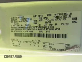 2014 Ford Econoline Cargo Commercial with VIN 1FTNS2EW2EDA83939, listed as a IAAI auction lot 42159453 with 148,947 mi miles. Bid and sale history available at carsss.com. Image 9.