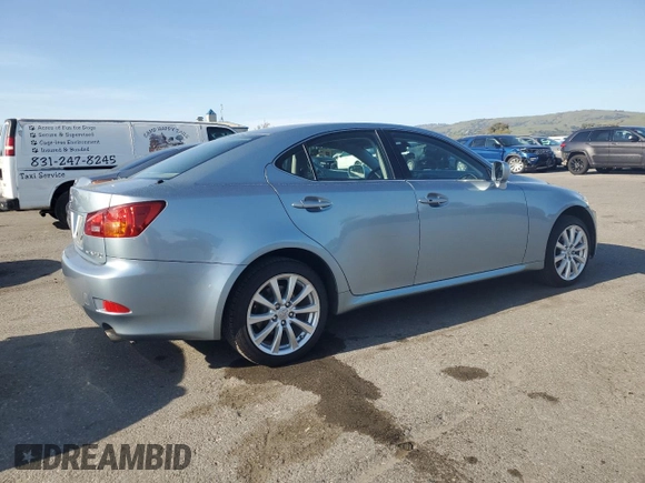 2006 Lexus IS 250 with VIN JTHCK262065003793, listed as a Copart auction lot 50196065 with 302,254 mi miles and Salvage Title. Bid and sale history available at DreamBid. Image 3.