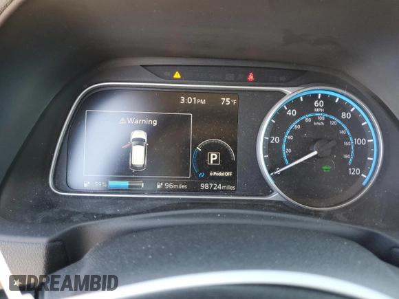 2018 Nissan LEAF SL with VIN 1N4AZ1CP7JC306403, listed as a Copart auction lot 65481895 with 98,724 mi miles and Clean title. Bid and sale history available at DreamBid. Image 9.