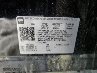 2023 Chevrolet Equinox LS with VIN 3GNAXSEG1PL221869, listed as a Copart auction lot 45819025 with 17,104 mi miles and Salvage Title. Bid and sale history available at carsss.com. Image 14.