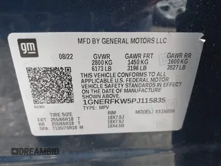 2023 Chevrolet Traverse LS with VIN 1GNERFKW5PJ115835, listed as a IAAI auction lot 42596841 with 32,937 mi miles and . Bid and sale history available at DreamBid. Image 9.