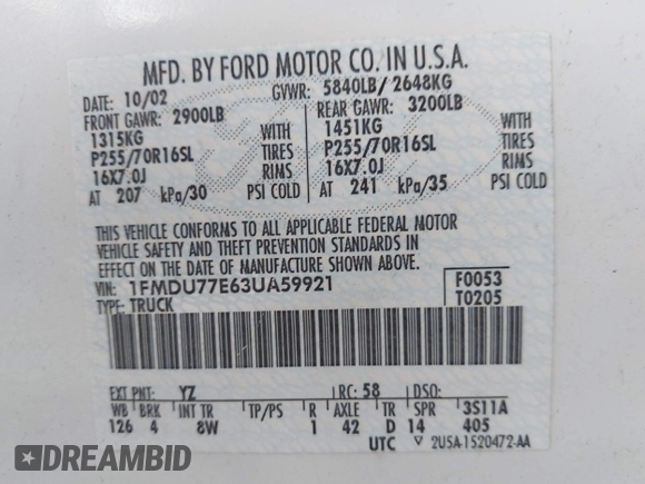 2003 Ford Explorer Sport Trac XLS с VIN 1FMDU77E63UA59921, выставлен на аукционе IAAI как лот 42531819 с пробегом 90 069 миль миль и . История ставок и продаж доступна на DreamBid. Изображение 9.