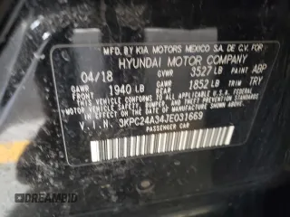 2018 Hyundai Accent SEL with VIN 3KPC24A34JE031669, listed as a Copart auction lot 43640233 with 51,180 mi miles. Bid and sale history available at carsss.com. Image 12.