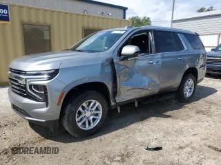 2025 Chevrolet Tahoe LT z VIN 1GNS5NRD9SR240831, wystawiony jako Copart lot #60608515 z przebiegiem 7 262 mil mil oraz Czysty tytuł • Clean title. Historia ofert i sprzedaży dostępna na DreamBid. Obrazek 1.