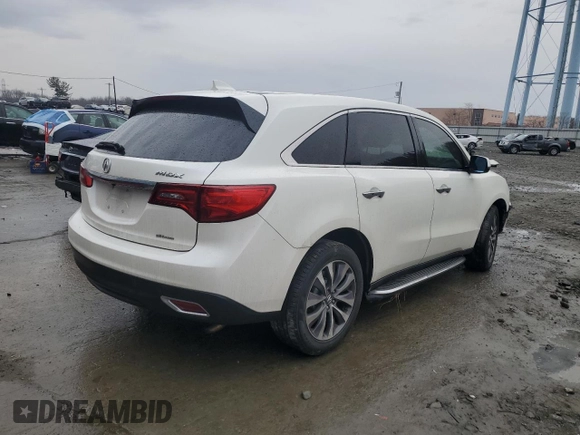 2016 Acura MDX w/Tech with VIN 5FRYD4H44GB054448, listed as a Copart auction lot 46647595 with 97,782 mi miles and Salvage Title. Bid and sale history available at carsss.com. Image 3.
