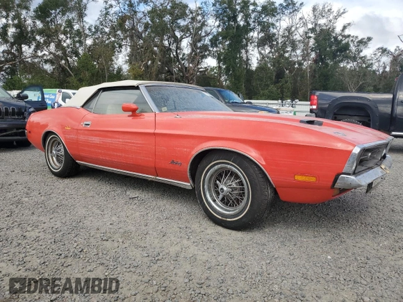 1972 Ford Mustang с VIN 2F03F214245, выставлен на аукционе Copart как лот 77535234 с пробегом 77 547 миль миль и Списание • Salvage title. История ставок и продаж доступна на DreamBid. Изображение 4.