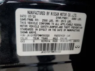 2021 Infiniti Q50 Sensory with VIN JN1EV7CP7MM700320, listed as a Copart auction lot 51660065 with 32,886 mi miles and Salvage title. Bid and sale history available at DreamBid. Image 14.