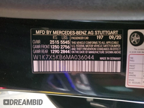 2021 Mercedes-Benz AMG GT 43 с VIN W1K7X5KB6MA036044, выставлен на аукционе Copart как лот 84606564 с пробегом 46 087 миль миль и Списание • Salvage title. История ставок и продаж доступна на DreamBid. Изображение 13.