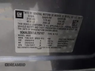 2018 GMC Terrain Denali with VIN 3GKALSEX7JL152167, listed as a IAAI auction lot 41022650 with 92,219 mi miles and . Bid and sale history available at DreamBid. Image 9.